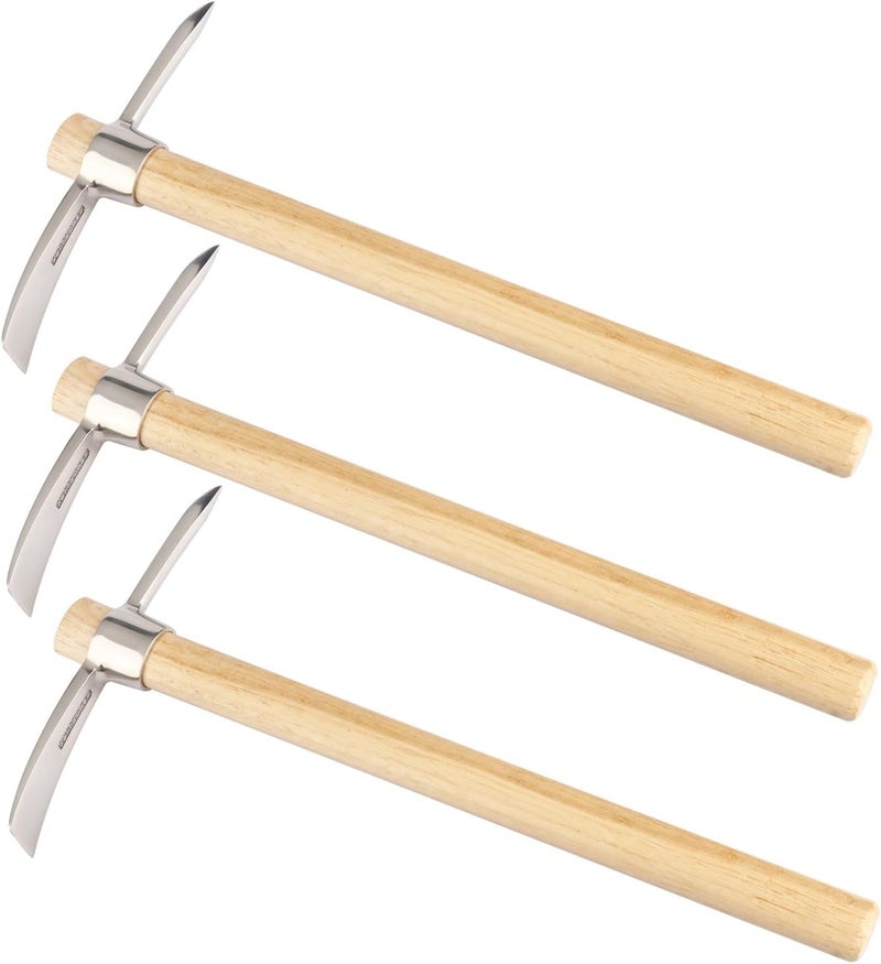 GENHAKON 3 PCS 16 Inch Mattock Pick Axe, Stainless Steel Pick Mattock Hoe, Garden Pick, Pick Mattock for Weeding, Loosening Soil, Planting Vegetables, Digging Holes, Chopping Roots and Much More - Image 1